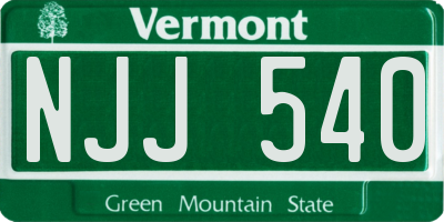 VT license plate NJJ540