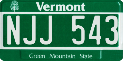 VT license plate NJJ543