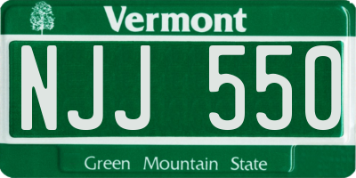 VT license plate NJJ550