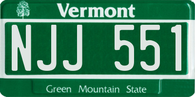 VT license plate NJJ551