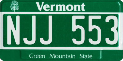 VT license plate NJJ553