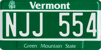 VT license plate NJJ554