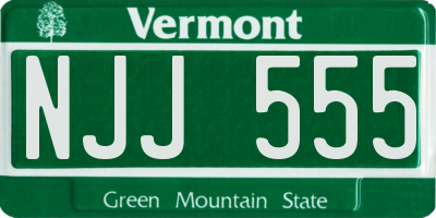 VT license plate NJJ555