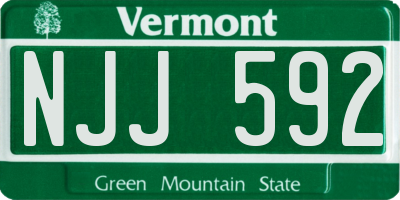 VT license plate NJJ592