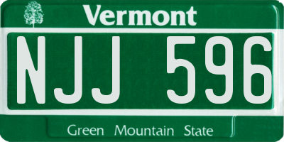 VT license plate NJJ596