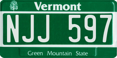 VT license plate NJJ597