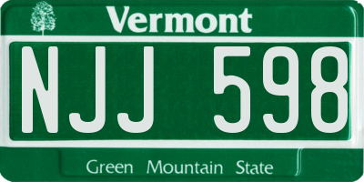 VT license plate NJJ598