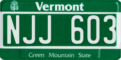 VT license plate NJJ603