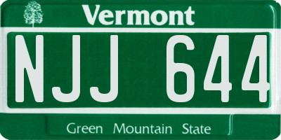 VT license plate NJJ644