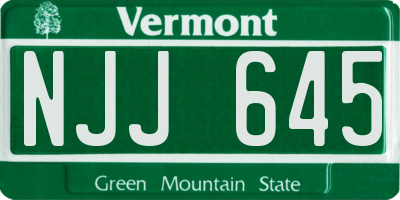 VT license plate NJJ645