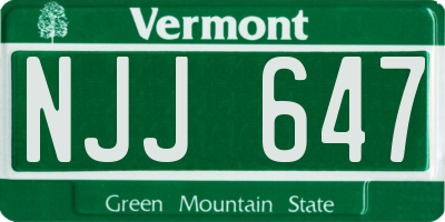 VT license plate NJJ647