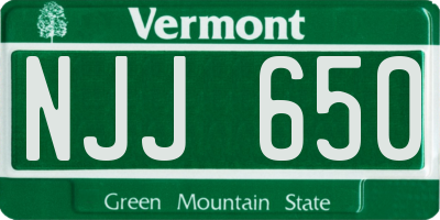 VT license plate NJJ650