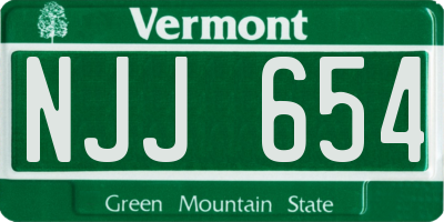 VT license plate NJJ654