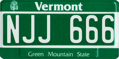 VT license plate NJJ666