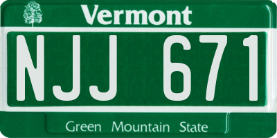 VT license plate NJJ671