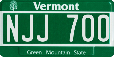VT license plate NJJ700