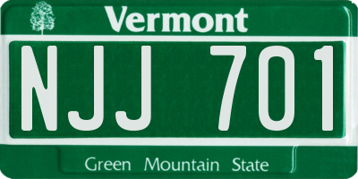 VT license plate NJJ701