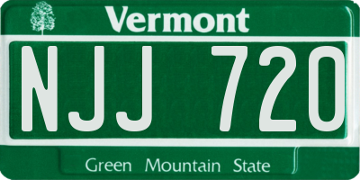 VT license plate NJJ720