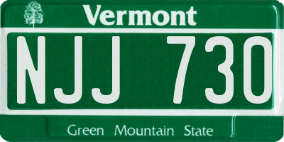 VT license plate NJJ730
