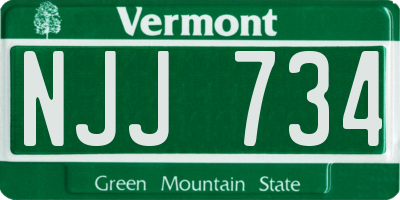 VT license plate NJJ734