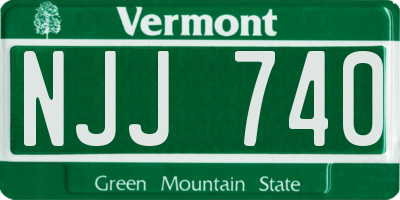 VT license plate NJJ740