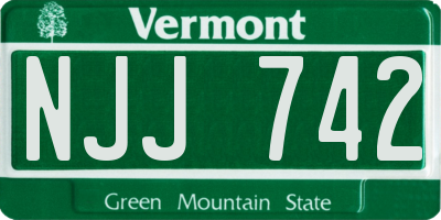 VT license plate NJJ742