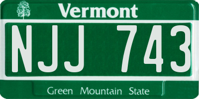 VT license plate NJJ743