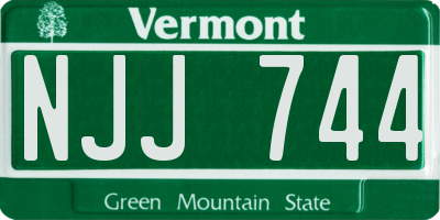 VT license plate NJJ744