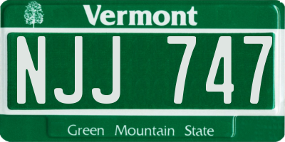 VT license plate NJJ747