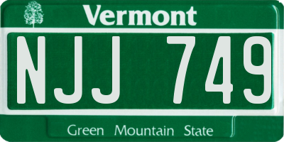 VT license plate NJJ749