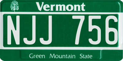 VT license plate NJJ756