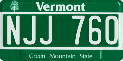 VT license plate NJJ760