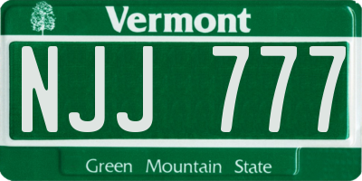 VT license plate NJJ777
