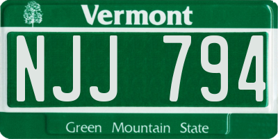 VT license plate NJJ794