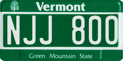 VT license plate NJJ800