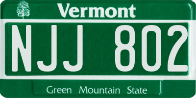 VT license plate NJJ802