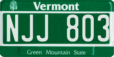VT license plate NJJ803