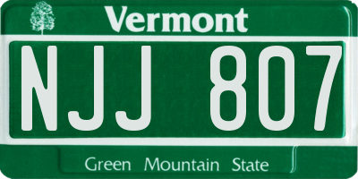 VT license plate NJJ807