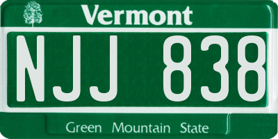 VT license plate NJJ838