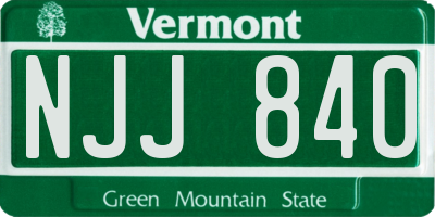 VT license plate NJJ840