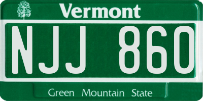 VT license plate NJJ860