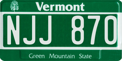 VT license plate NJJ870