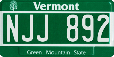 VT license plate NJJ892