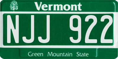 VT license plate NJJ922