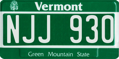 VT license plate NJJ930