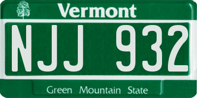 VT license plate NJJ932
