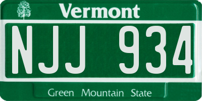 VT license plate NJJ934