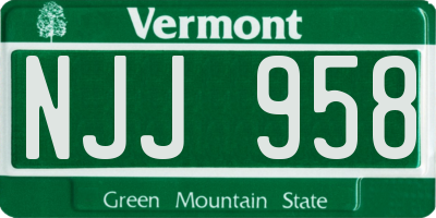 VT license plate NJJ958