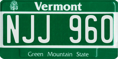 VT license plate NJJ960