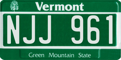 VT license plate NJJ961